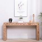 Rustic Wood Console Table with Natural Log Accents – 62" Entryway Table