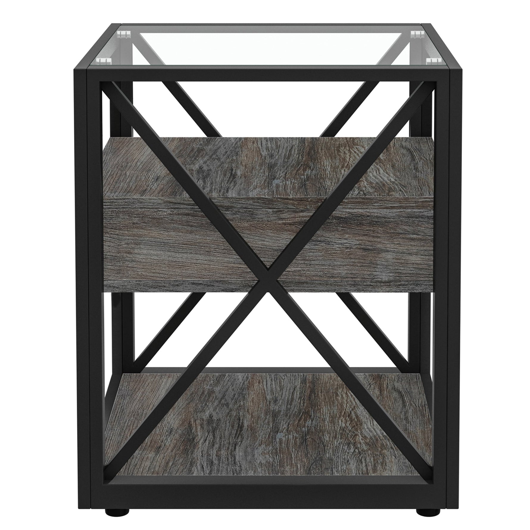 Set of 2 Modern End Tables with Drawer - Nightstand