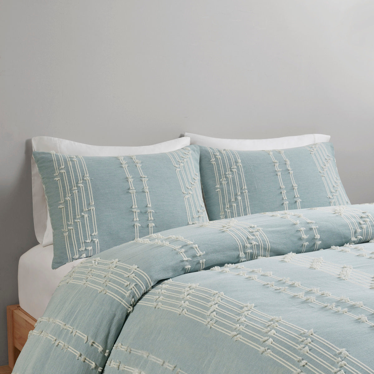King/Cal King 3 Piece Cotton Jacquard Duvet Cover Set
