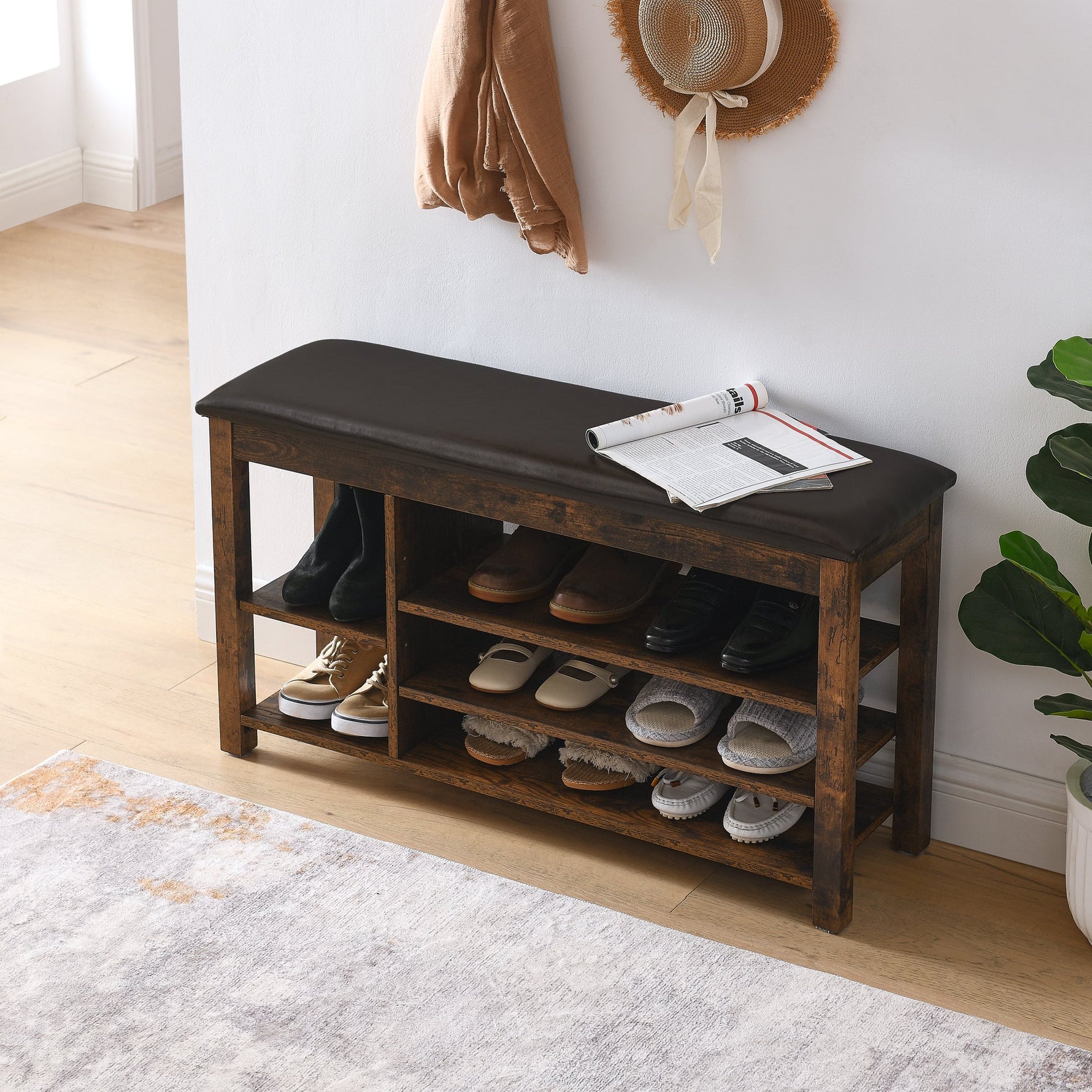 Height-Adjustable Shoe-Changing Bench