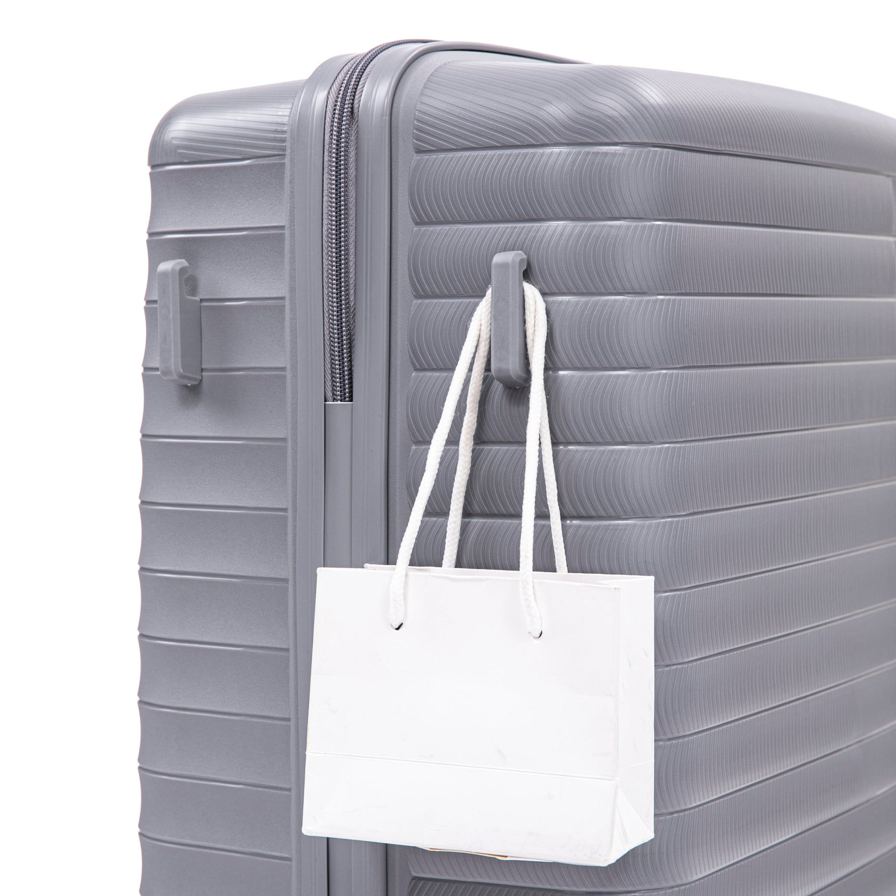 4-Piece PP Spinner Wheel Luggage Set with Cosmetic Case, Light Gray