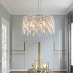 24" Luxurious Round Silver Crystal Chandelier