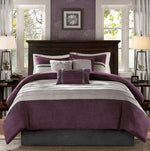 7 Piece Purple Faux Suede Comforter Set Full