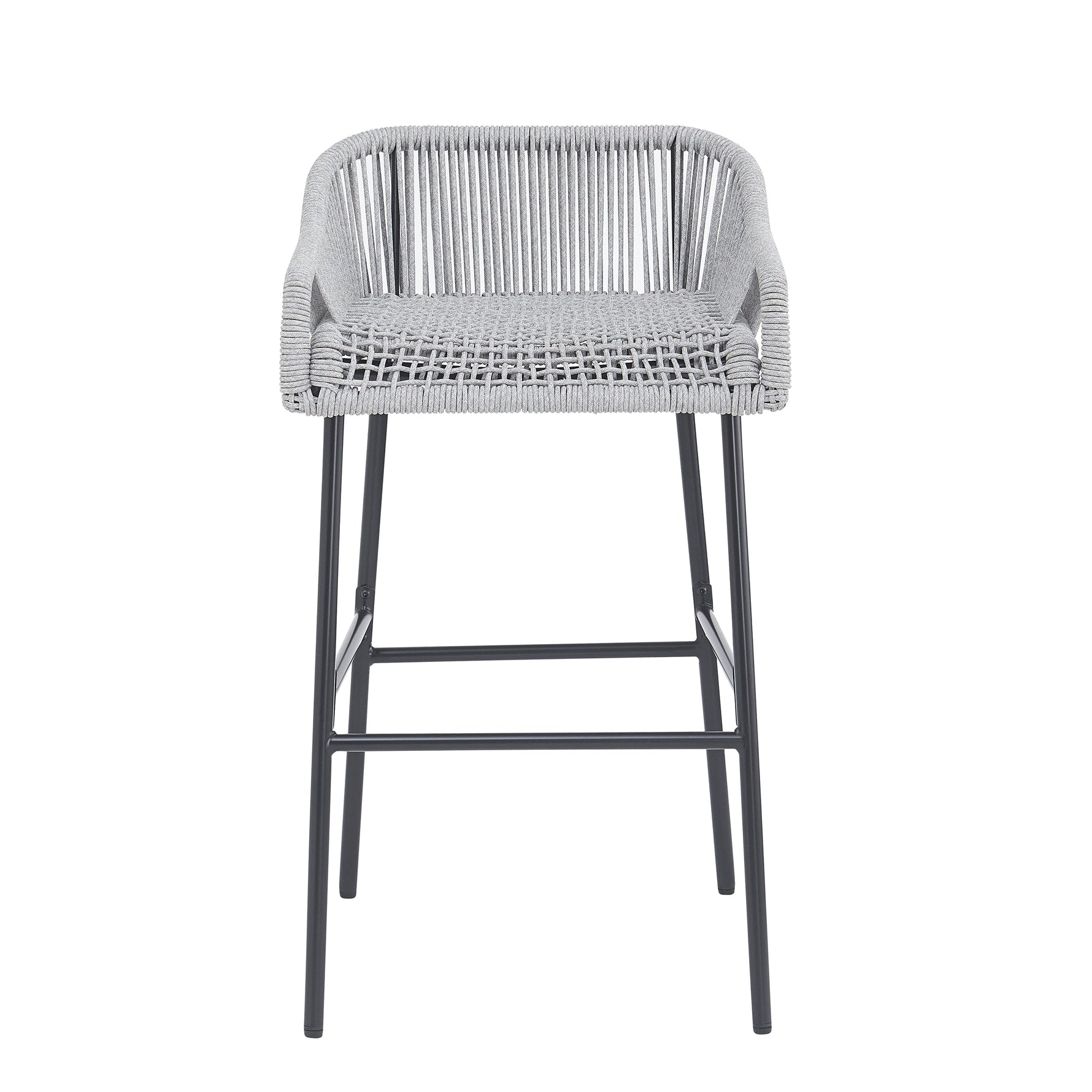 La Push Outdoor Patio Light Gray Rope Bar Stool, Set of 2
