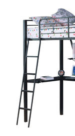 Senon Twin Loft Bed With Desk - Black / Silver