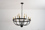 15-Light Industrial Iron Candle Chandelier Modern Farmhouse Pendant Light
