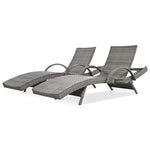 K&K 80" Outdoor Wicker Chaise Lounge Chairs Set of 2