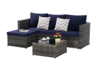 2 Pieces Patio Furniture Set, Outdoor Woven Sectional L-Shaped Patio Furniture