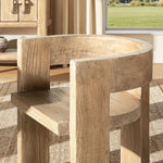Soren Solid Reclaimed Elm Sculptural Accent Curved Dining Chair, Heritage Light Natural Brown