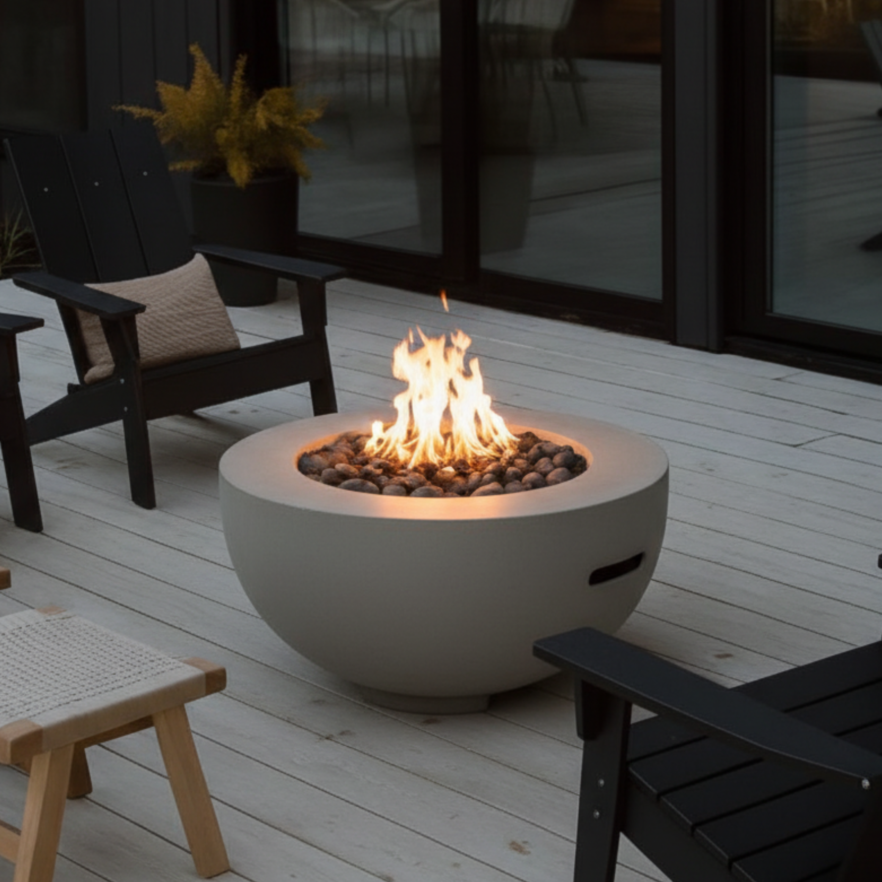 Outdoor Round Propane Fire Pit Table 28-inch, 40,000 BTU