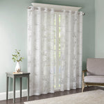 Palm Leaf Burnout Sheer Window Curtain White 50x63