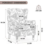 Modern Accent Chair with Retro Wood Legs - Floral
