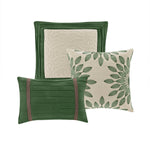 7 PC Pieced Faux Suede Comforter Set Green Cal King