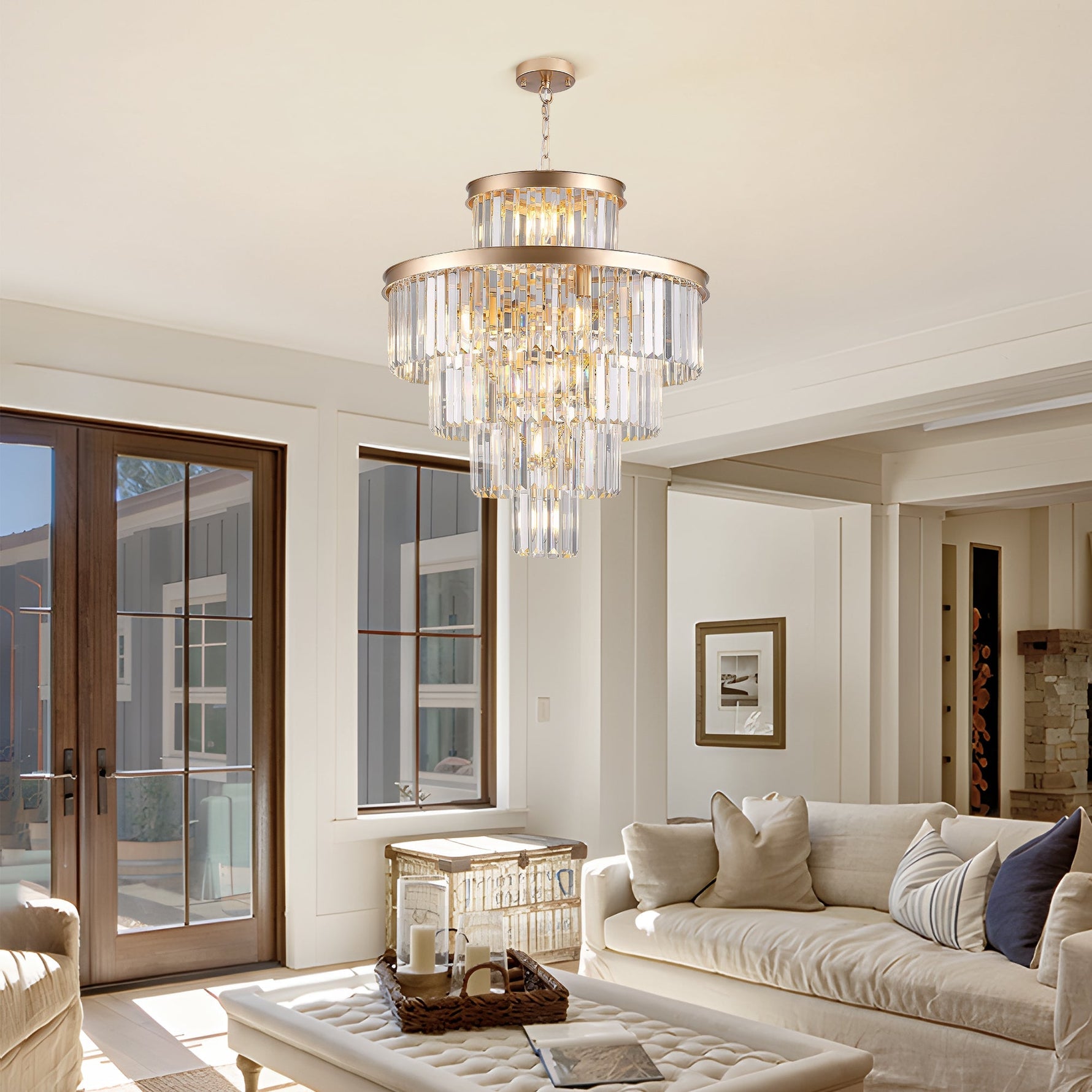 Golden Luxury Crystal Chandelier 23.6 Inch