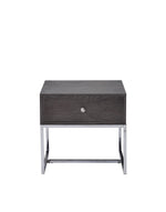 Iban End Table - Gray Oak / Chrome