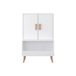 Toy Storage Cabinet With Doors And Open Shelf, Toddler Bookshelf For Playroom - White