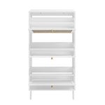 Modern Rattan 3 Door Shoe Rack Cabinet for Entryway