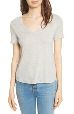 Women's Veronica Beard Cindy V-Neck T-Shirt, Size X-Large - Grey