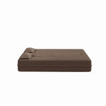 Modern Floor Sofa With Two Pillows Convertible Teddy Fabric Foam Filled Bed