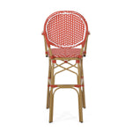 Outdoor Wicker and Aluminum French Barstools, Set of 2