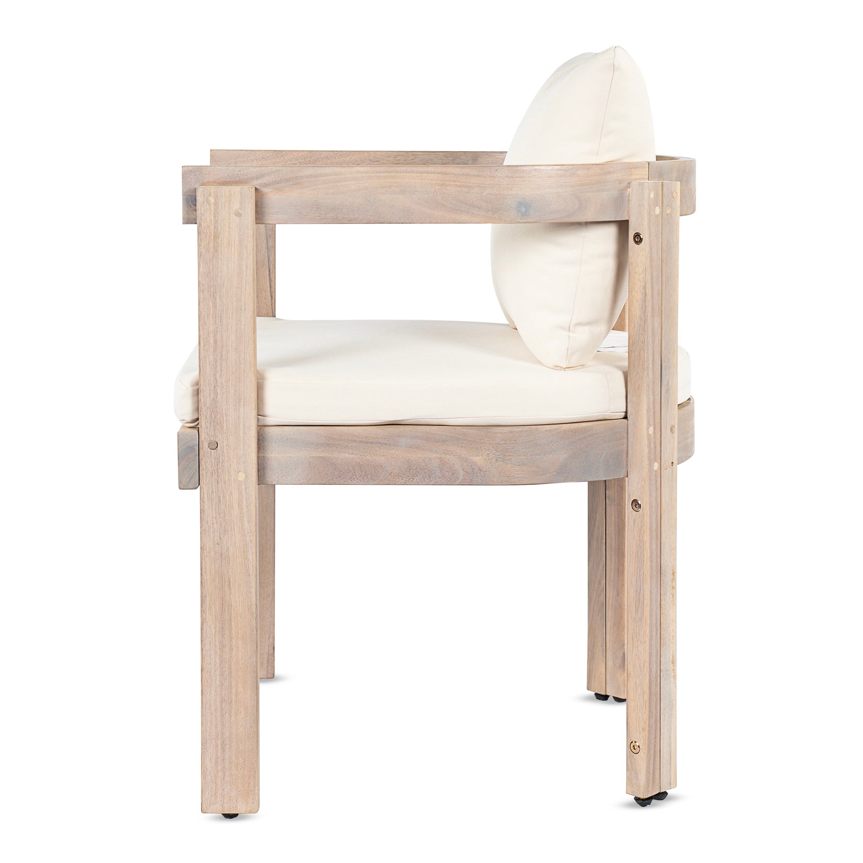 7 Pieces Acacia Wood Outdoor Dining Set with Cream Cushions