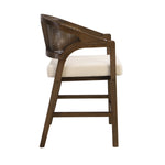 Wooden Frame Counter Stool with Rattan Back - Set of 2