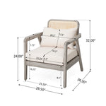 (Set of 2) Outdoor Acacia Wood Patio Club Chairs with Cushions
