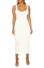 Naked Wardrobe The NW Hourglass Midi Dress in Off White, Size Large