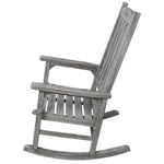 Wooden Oversized Porch Rocker Chair With Wide Seat and Tall Backrest