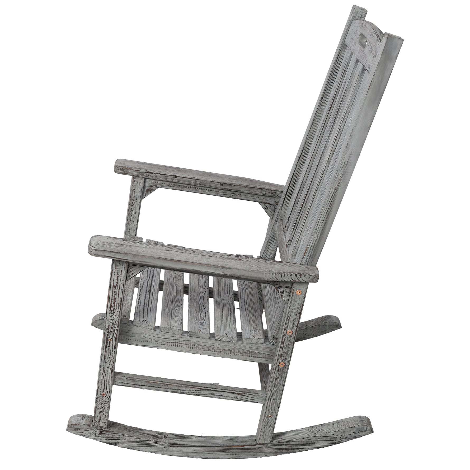 Wooden Oversized Porch Rocker Chair With Wide Seat and Tall Backrest