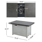 Extendable Rectangle Aluminum Alloy Fire Pit Table, 50,000 BTU