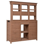 Topmax 65.7'' Tall Garden Potting Bench Table with Hutch
