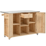 Outdoor Kitchen Island Fir Wood Kitchen Island with Stainless Steel Top