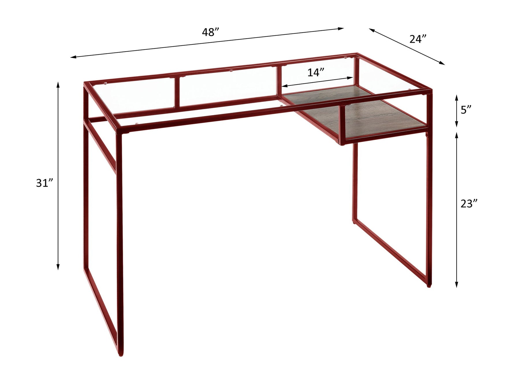 Yasin Glass Top Writing Desk