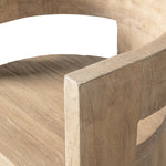 Soren Solid Reclaimed Elm Sculptural Accent Curved Dining Chair, Heritage Light Natural Brown