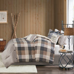 7 Piece Herringbone Comforter Set Neutral Queen
