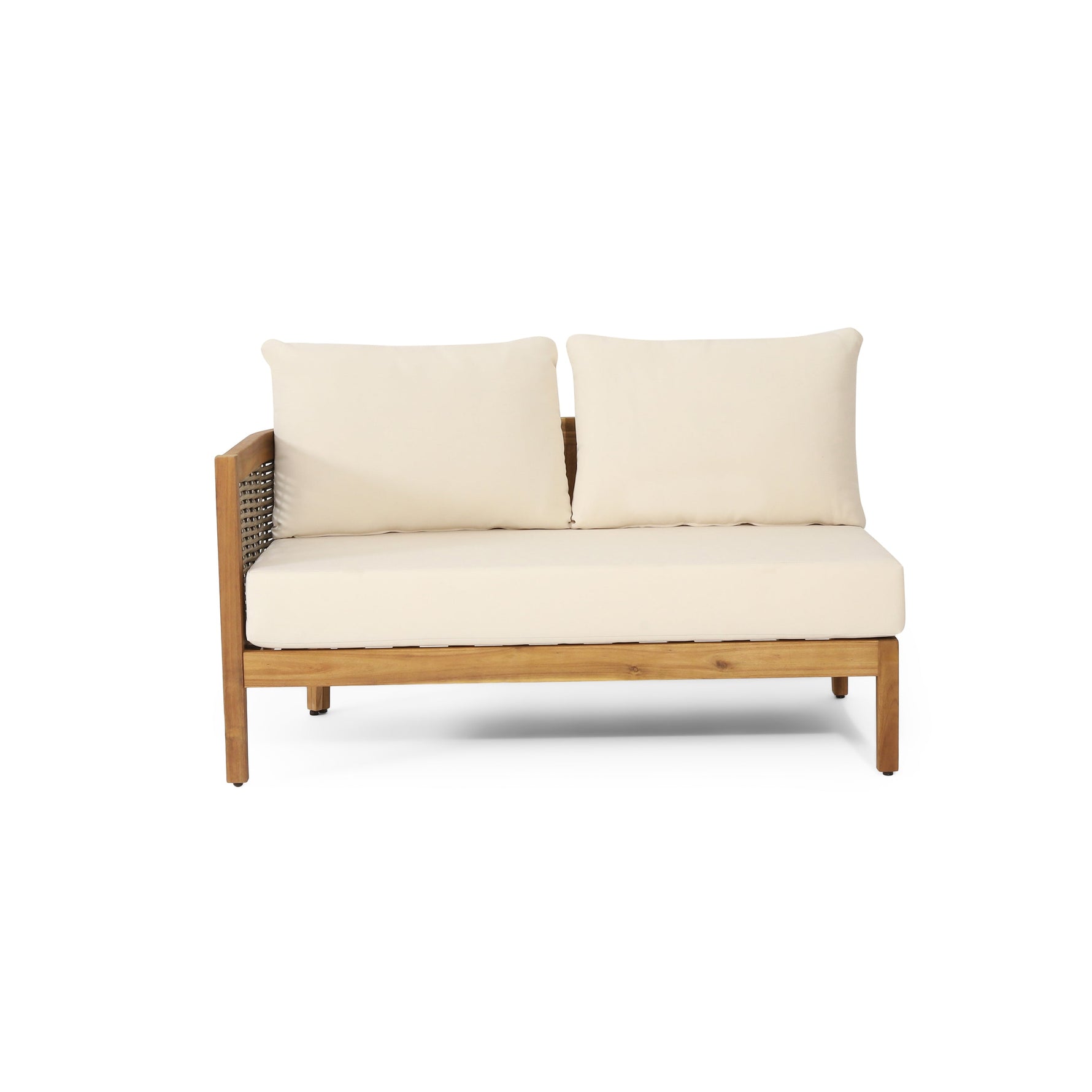 Crowne 4-Pcs Sofa Conversation Set with Beige Cushion, Teak