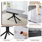 Rectangular Dining Table With Geometric Legs For Dining Room - Light Gray