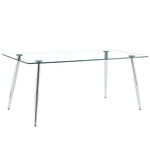 Modern Rectangular Glass Dining Table For 4 - 6 People With Tempered Glass Countertop