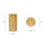 Nebula 29.5' Burl Accent Pillar Side Table, Warm Natural Brown Burl Wood