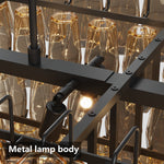 54-Inch Black Rectangular 12-Light Smoke Glass Chandelier