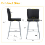 Modern Bar Chair Set with Streamlined Backrest and Metal Legs - 2 Pieces