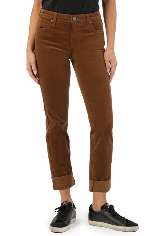KUT from the Kloth Catherine Corduroy Boyfriend Pants - Cognac