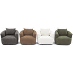 Chenille Upholstered 360° Swivel Chair with Throw Pillow, Dark Brown
