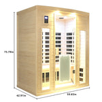 Low EMF, There is also a heating plate on the glass door, Hemlock wood Far-infrared indoor Three person sauna room