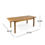 7 Pieces Acacia Wood Outdoor Dining Set with Blue Cushions