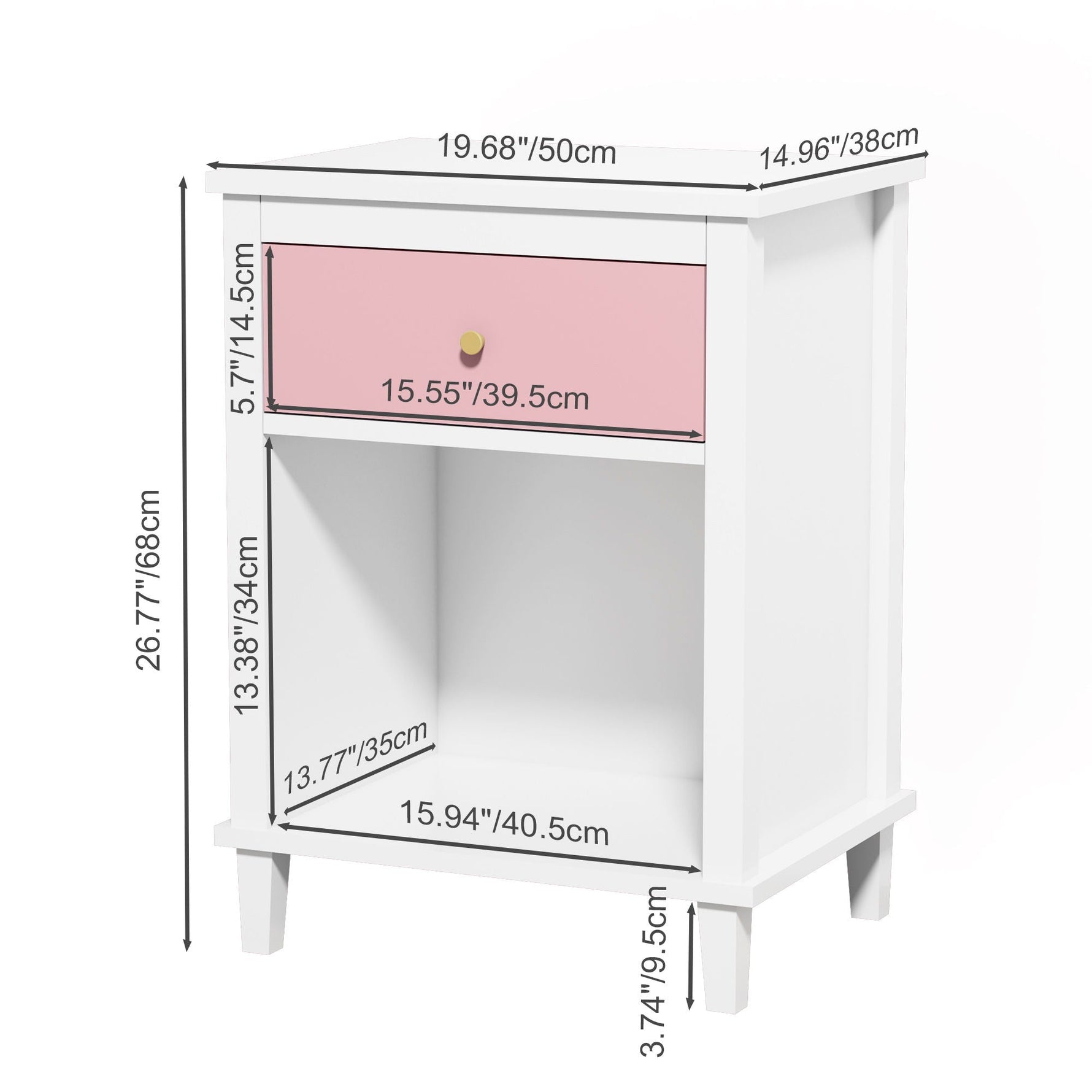 Nightstand With 1 Drawer and 1 Shelf