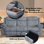 Zubaida Two Tone Recliner Sofa with USB Port and Drop Down Table