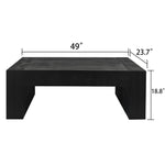 Modern Black Solid Wood Coffee Table, 49in Rectangular