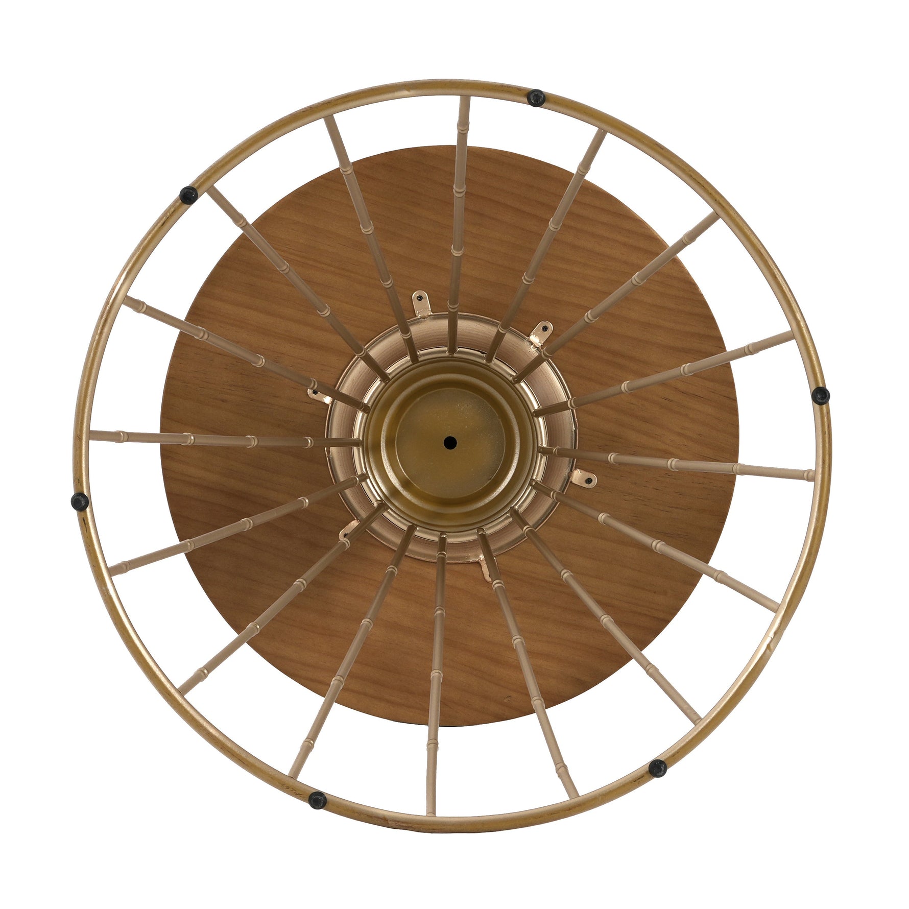 Hollow Edge Retro Art Pine Side Table with Antique Gold and Natural Color